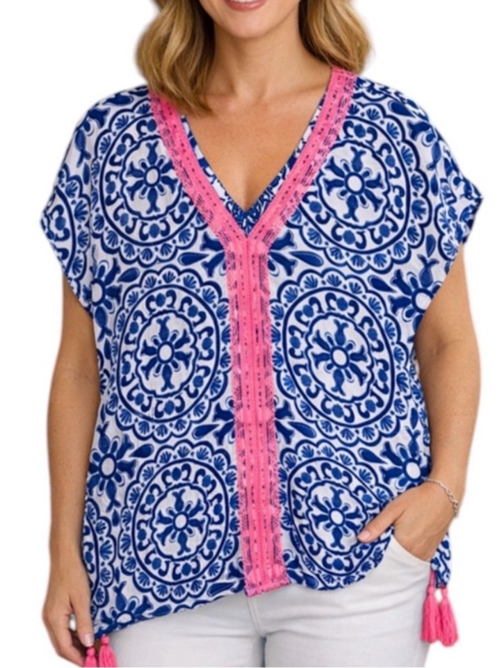 Lilly Pulitzer tunic top with tassels, XXS/XS
